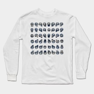 Skull Army Blue (White Background) Long Sleeve T-Shirt